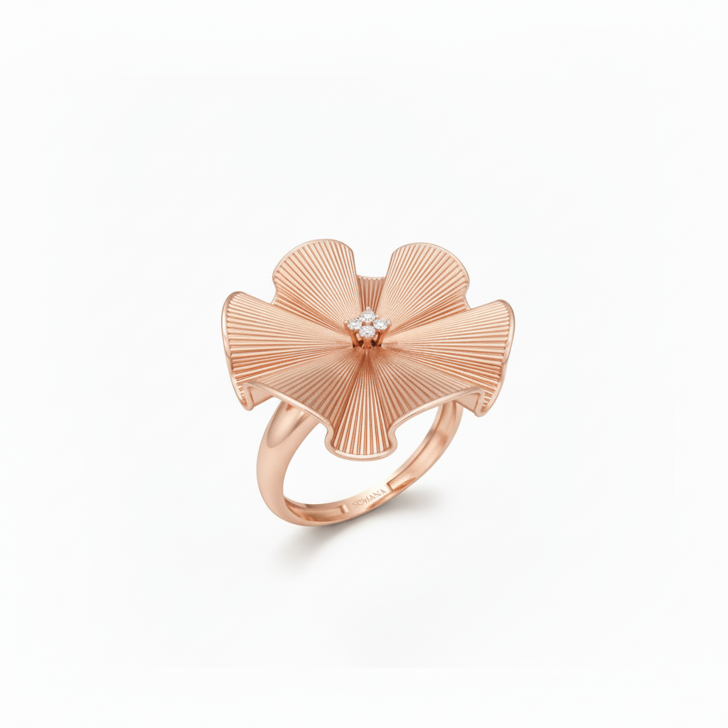 Fluted Bloom Ring in rose gold - same size