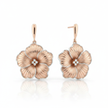 Hibiscus Earrings – 4 Diamond Center, Slim Elegant Post