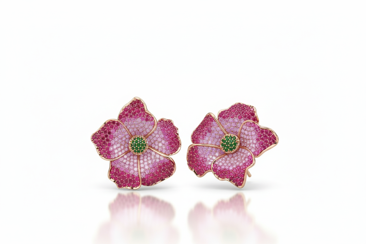Rosa Woodsii earrings with white space for e-commerce