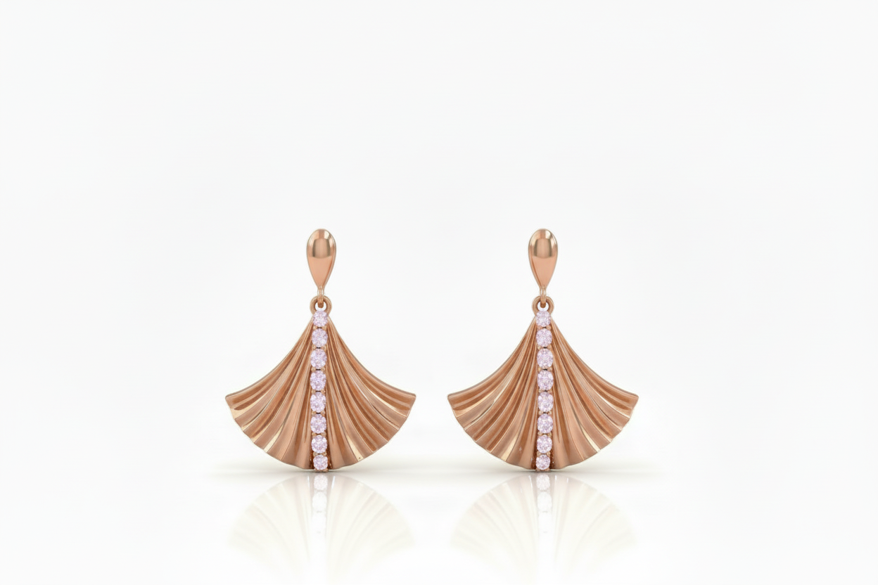 Rose gold earrings with more white space