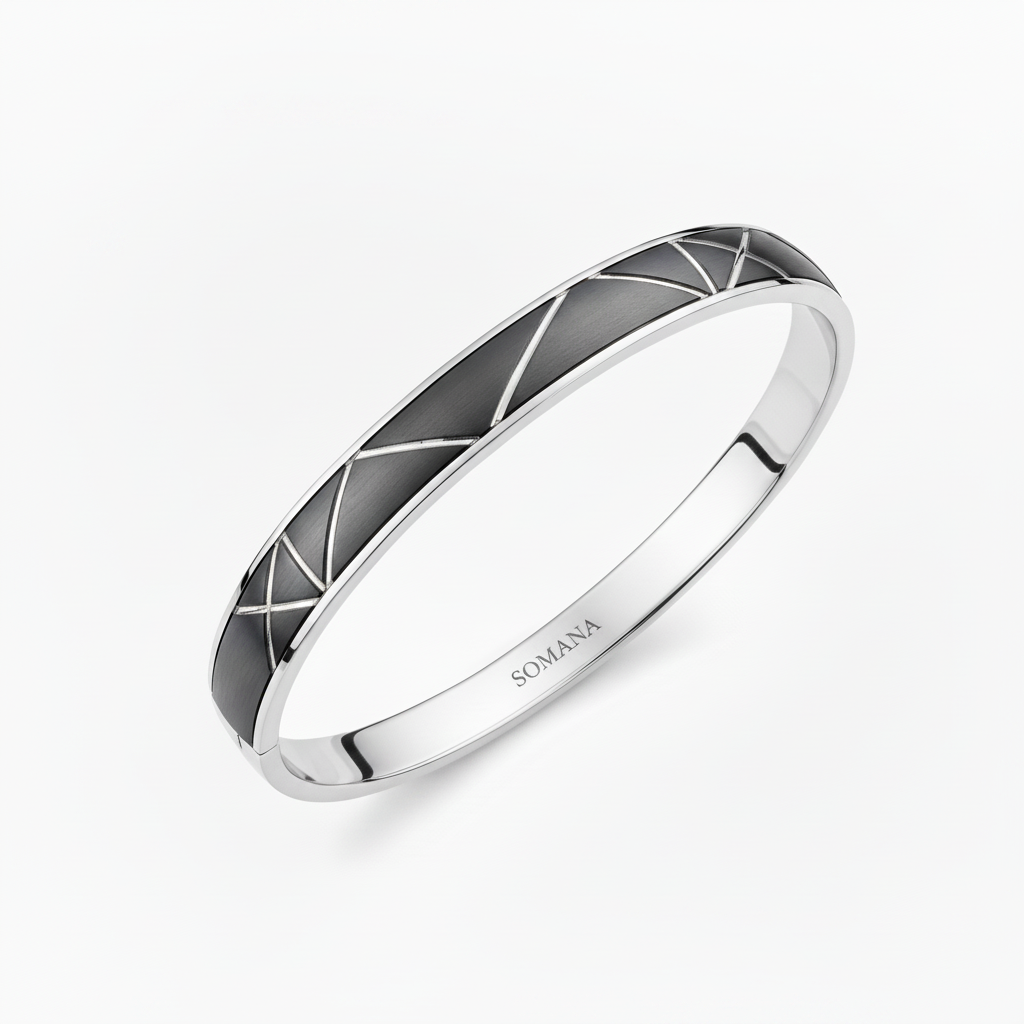 Slim oxidized silver bracelet, reframed square