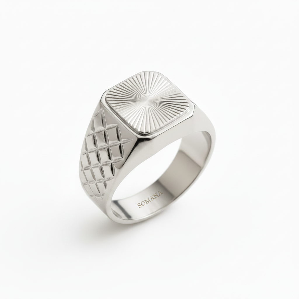 Soleil Signet Ring – White Gold