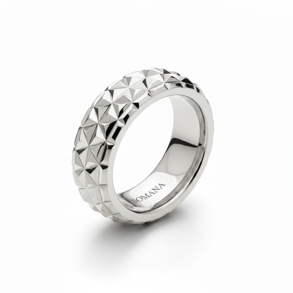 SOMANA Diamond-Cut White Gold Ring