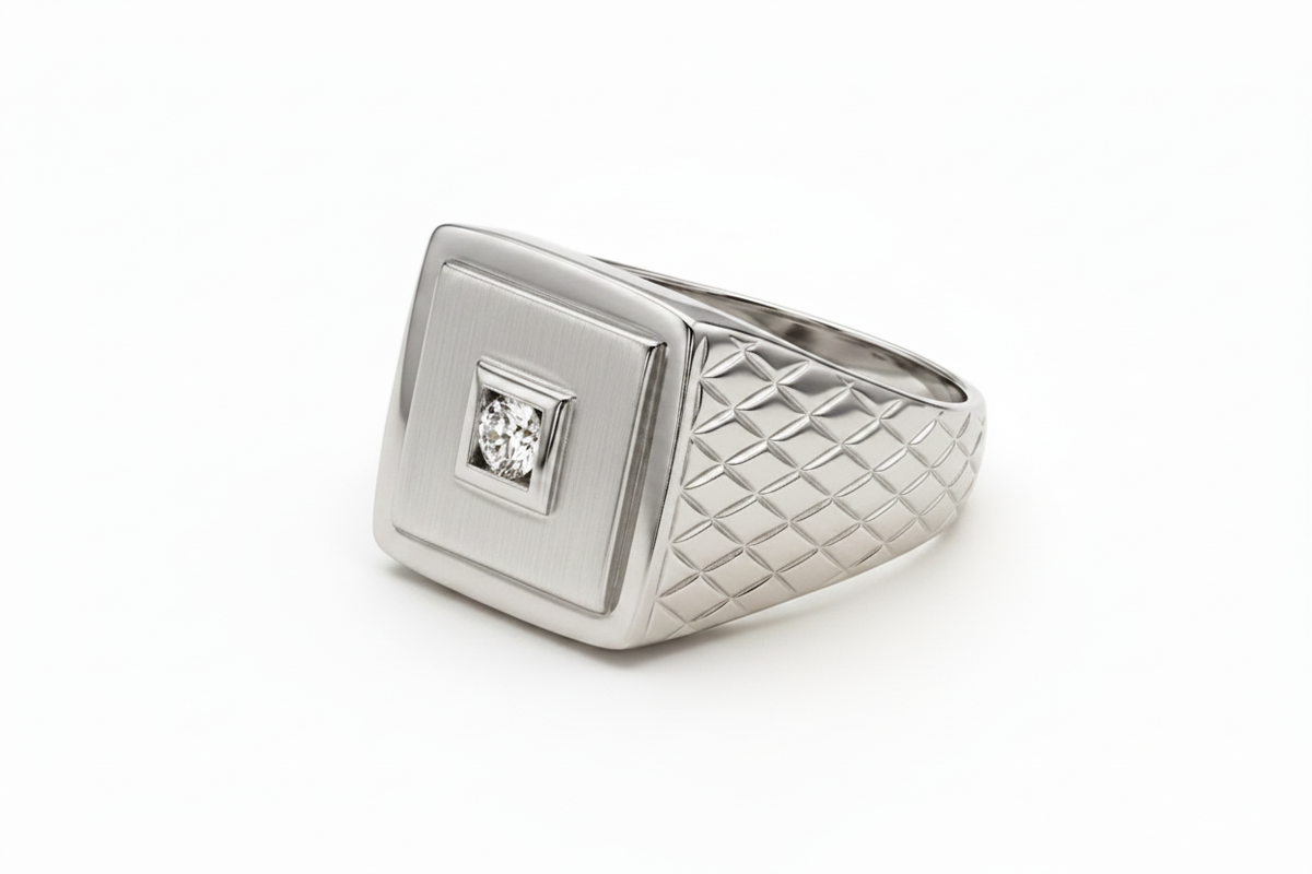 SOMANA Lattice Signet – White Gold
