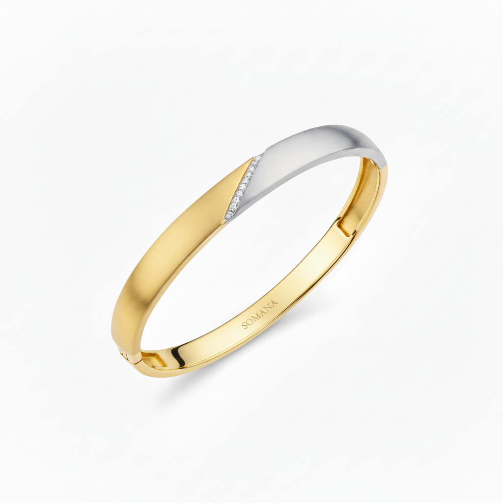 Two-tone SOMANA bangle, square catalog framing